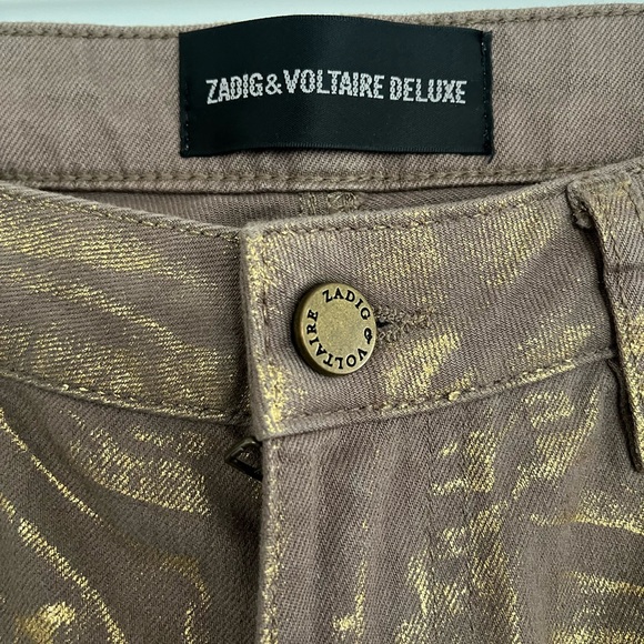 Zadig & Voltaire deluxe women’s Brown Darkside Dore Gold coated jeans - Picture 2 of 7